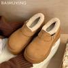 Fur Platform Women Ankle Boots Flats Suede Fashion Shoes Woman 2025 Trend Winter New Brand Warm Cozy Casual Female Snow Botas