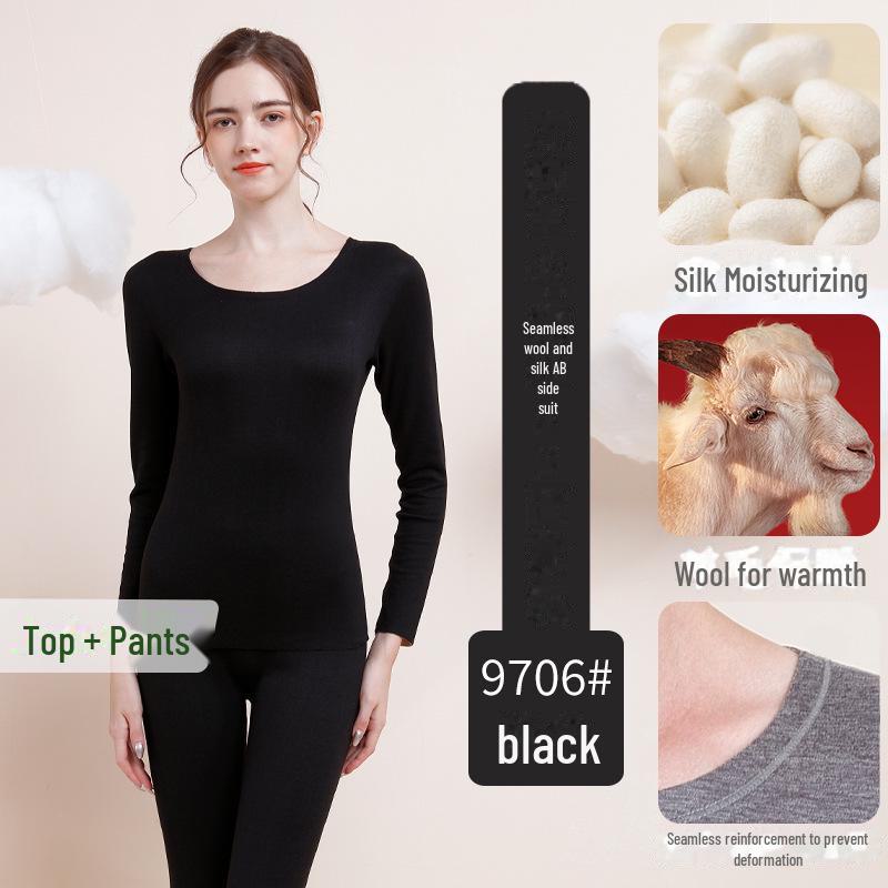 Термобелье из шелка и шерсти: Мужские бесшовные бархатные леггинсы и женская рубашка-бюстье Cationic