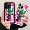 JT402 Розовый цветущий кактус Арт для iPhone 17 16 15 14 13 12 Pro Max Samsung S26 S25 Ultra A17 A07 A56 A16 Xiaomi 15T 13T Redmi 15c 14C Мягкий чехол