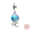 Летняя серия, подвеска в виде черепахи из муранского стекла для женщин, оригинальный серебряный браслет с подвеской в ​​виде медузы