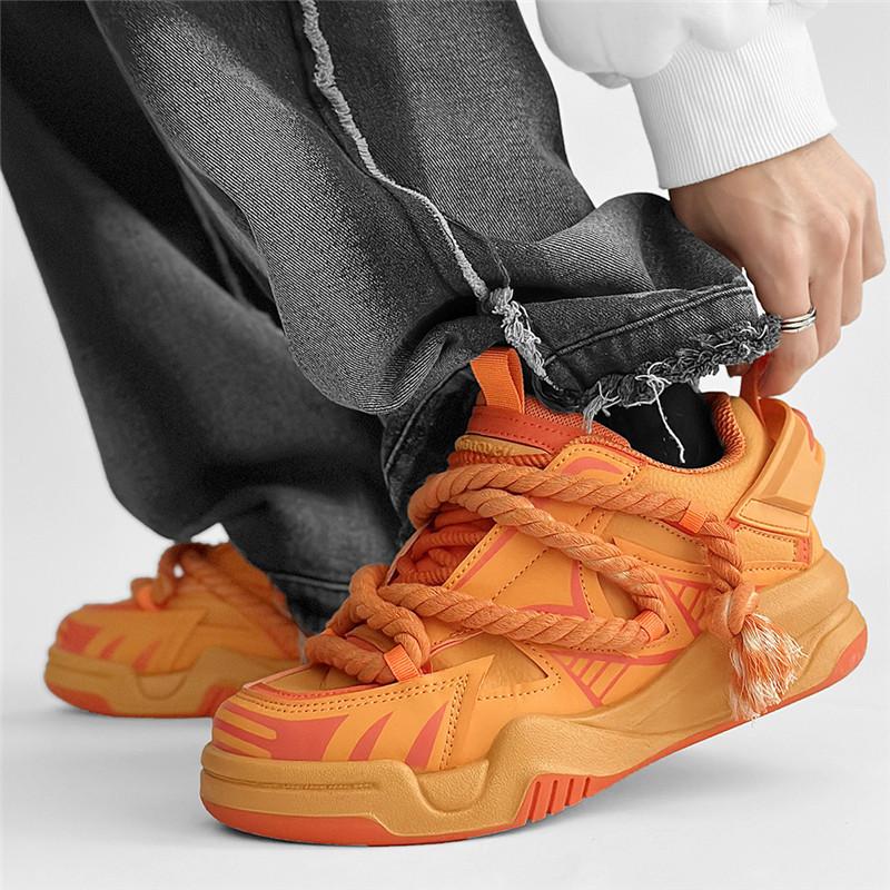 Модные тенденции дизайнерские оранжевые туфли для мужчин 2024 года модные мужские повседневные кроссовки уличная обувь для скейтбординга на платформе мужская обувь для хип-хопа
