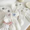 Ladies Spring and Summer All Match Waist Sports Embroidery Love Short Tube Boat Socks