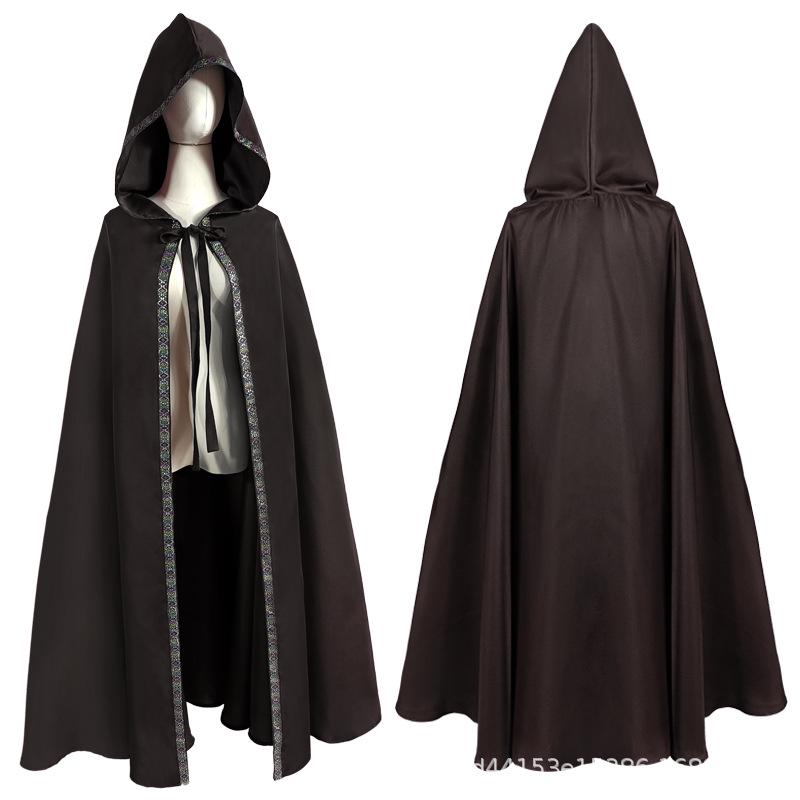 Hooded Medieval Cloak Costume for Halloween Party or Stage Performance