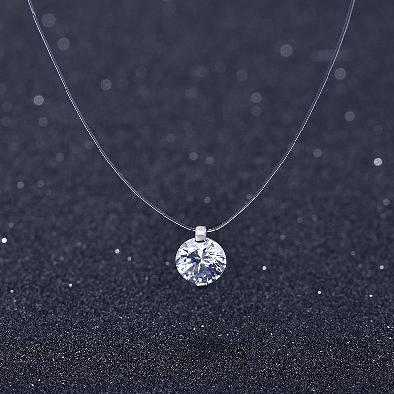 New 925 Sterling Silver Stereo Transparent Fishing Line Stealth Necklace Snowball Crystal From Austrian Locks Chain Gift