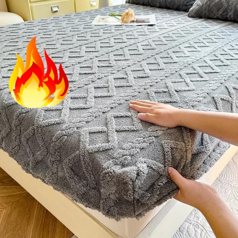 1 шт. Фланелевая флисовая простыня для зимы, теплая, для дивана-кровати, двуспальная, из кораллового флиса, пушистая, на резинке, для двуспальных кроватей, простыни