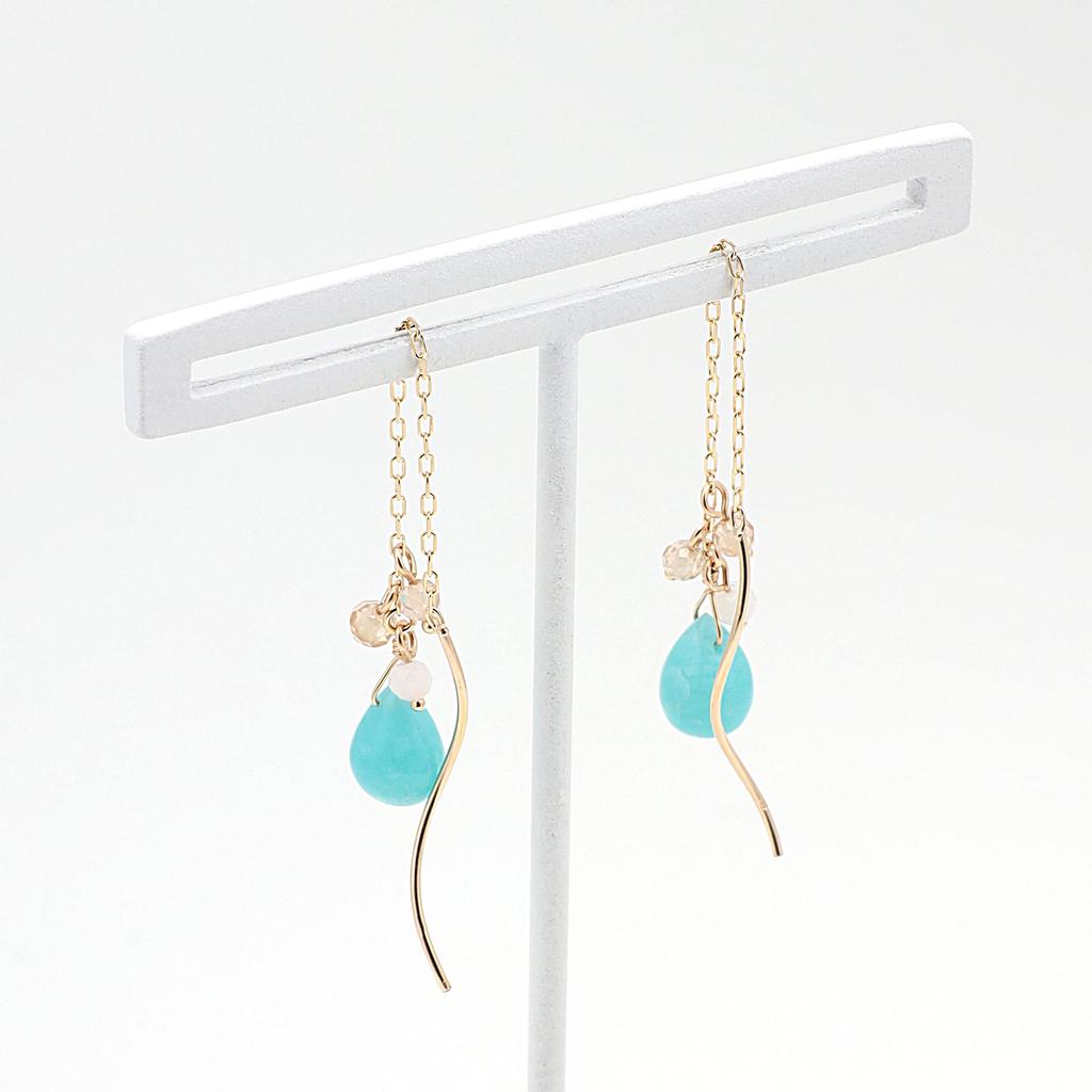 [Official] ESTELLE Women's American Earrings In 10K Yellow Gold with Amazonite, 0222-8361-0019-0000