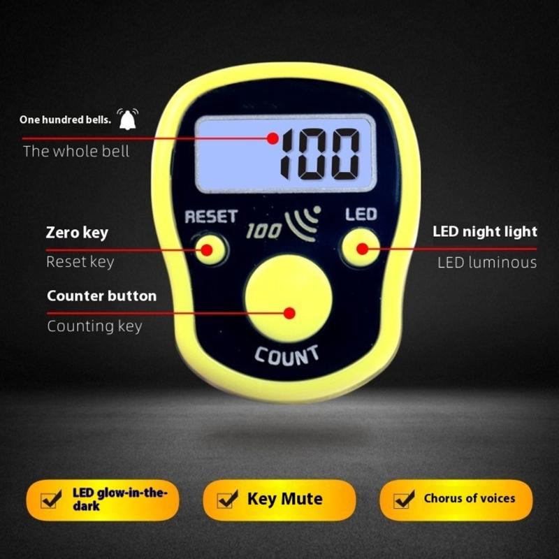 Мини Счетчик Ручной Кликер Счетчик со Сбрасываемыми Цифрами Светодиодный Экран для Спортивного Мероприятия Рукоделия Подсчета Рядов Легкий