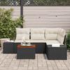 Garden Sofa Set with Storage 5 pcs Black and Cream Poly Rattan