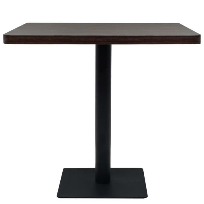 VidaXL Table de bistro MDF et acier Carré 80 x 80 x 75 cm Frêne foncé