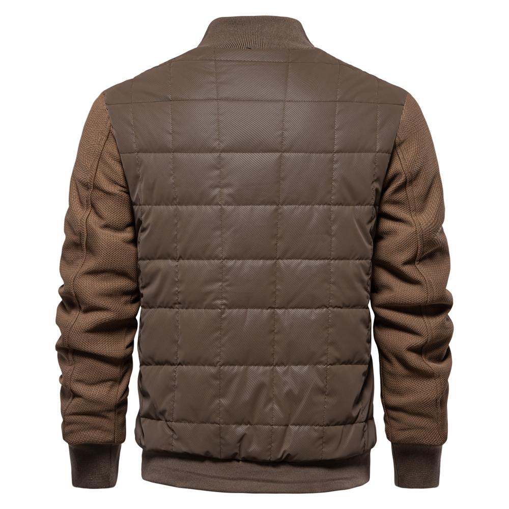 AIOPESON Mens Winter Warm Thick Fleece Lined Jackets Patchwork Plaid Stand Collar Fashion Jacket Coat for Men