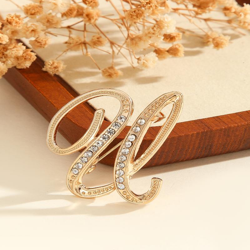 Женская брошь в виде буквы от A до Z, стразы, кристалл, золотистый цвет, английский алфавит, металлические значки, милая брошь, ювелирные аксессуары, подарок