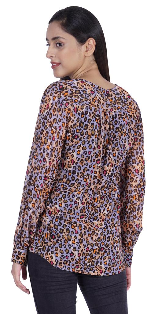 Moomaya Printed Women  S Button Down Shirt Long Sleeve Tshirt V-Neck Tunic