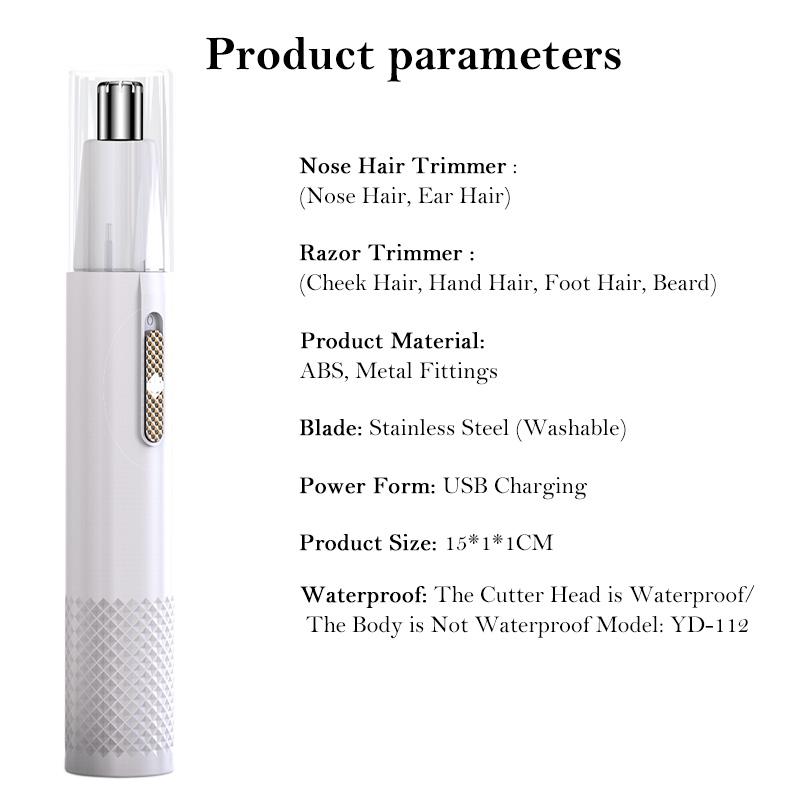 Электрический триммер для бритья носа и ушей портативный унисекс безопасный уход за лицом перезаряжаемый триммер для волос в носу бритвенный инструмент для удаления волос