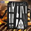 Portable BBQ Tool Kit Outdoor Grill Barbecue Set Barbecue Set Spatula Clip Skewer with Storage Cloth Bag Grilling Tools