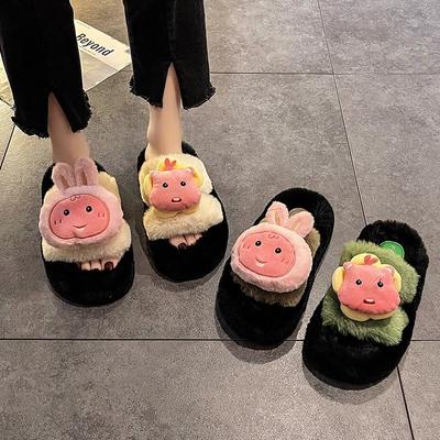 Мода Интернет-знаменитость Мао Мао тапочки женские 2025 новая осенне-зимняя одежда повседневные универсальные супер огонь нескользящие тапочки на плоской подошве хлопковые туфли