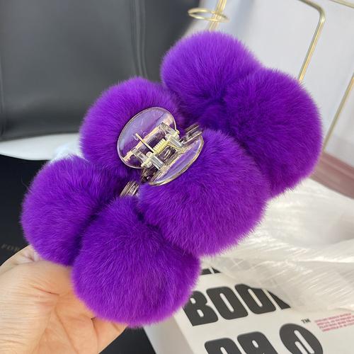 Шарик из меха кролика рекс, большая заколка на голову, милая плюшевая заколка для знаменитостей, аксессуары для волос, осенне-зимний корейский головной убор для волос.