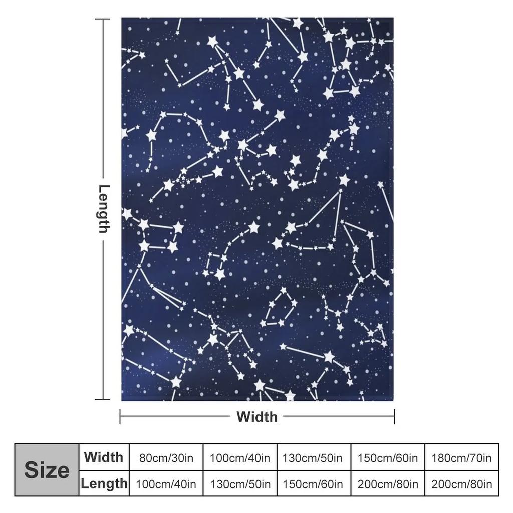 Vintage 1950s Inspired Outer Space Constellation Star Map Throw Blanket Hairy Blankets Soft Big Blanket Weighted Blanket