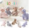 Baby Coral Fleece Hooded Long-Sleeve Warm Jumpsuit for Autumn/Winter