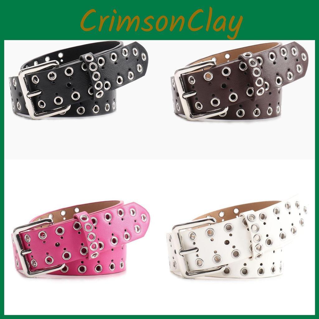 Women Hollowed Metal Leather Belt With Alloy Buckle For Casual Wear And Street Style