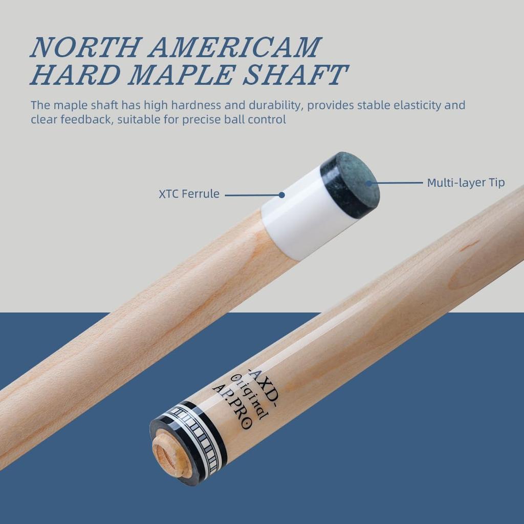 KONLLEN Pool Cue Stick 147cm Billiard Cue Stick Cue Head XTC Ferrule Extension Cue Bag 10.5mm, 11.5mm, 12.5mm