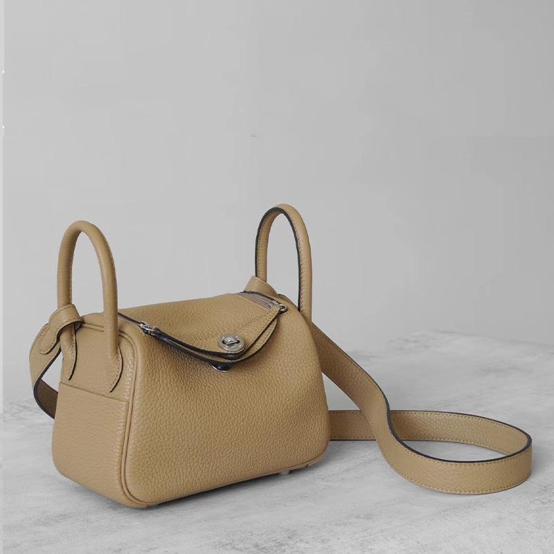 Half Wax Thread Lindi Bag Mini Top Layer Togo Cowhide Leather Single Shoulder Handbag Crossbody Women's Bag Doctor Bag Crossbody Bag