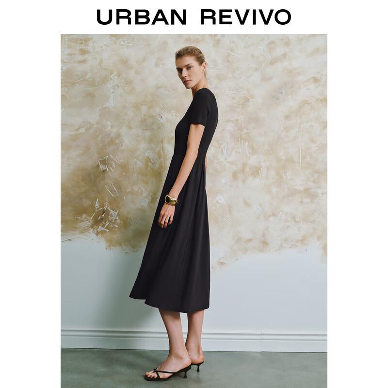 UR Women's French-Style Patchwork Draped Knit Dress