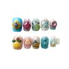 Hand-Painted Press-On Nails Short Square Cat Eye Design Cute Kawaii Style Wearable Nail Tips Women