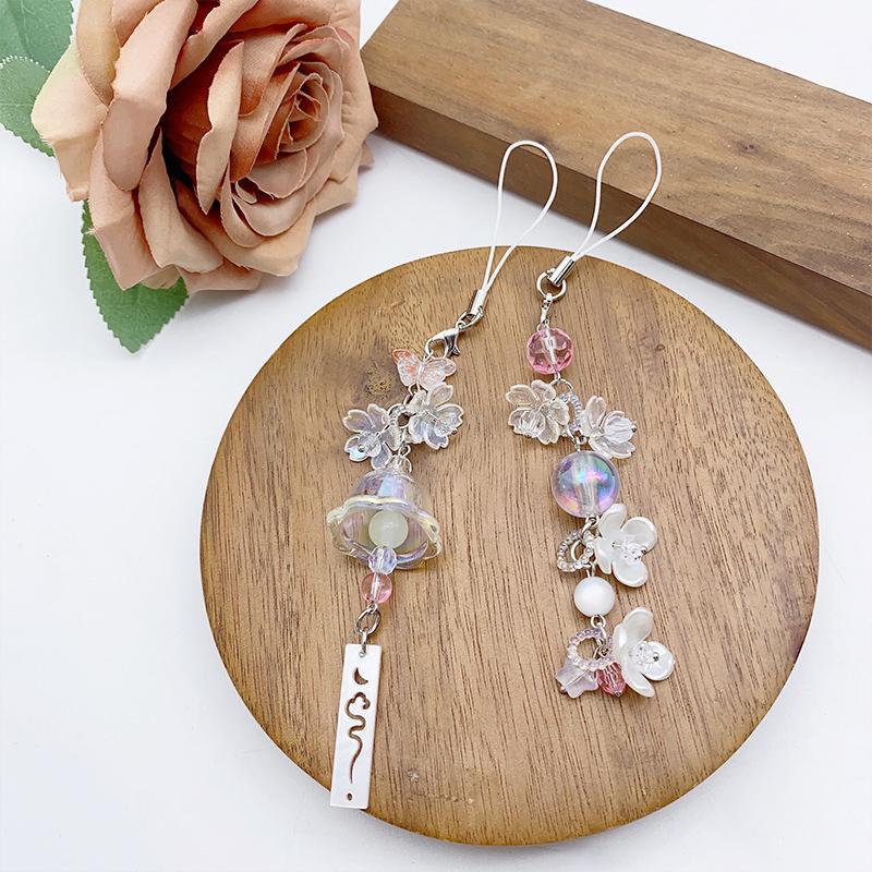 Y2K сладкий цветок бисерный подвеска в виде колокольчика милый телефонный брелок для ключей женская сумка подвеска украшение подарки