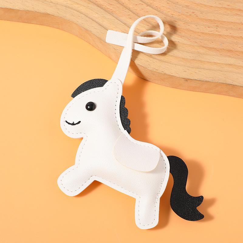 Women'S Bag Pony Keychain Pendant High Quality Pu Leather Horse Ornament Handmade Stitching Charm Fashion Accessories Gift