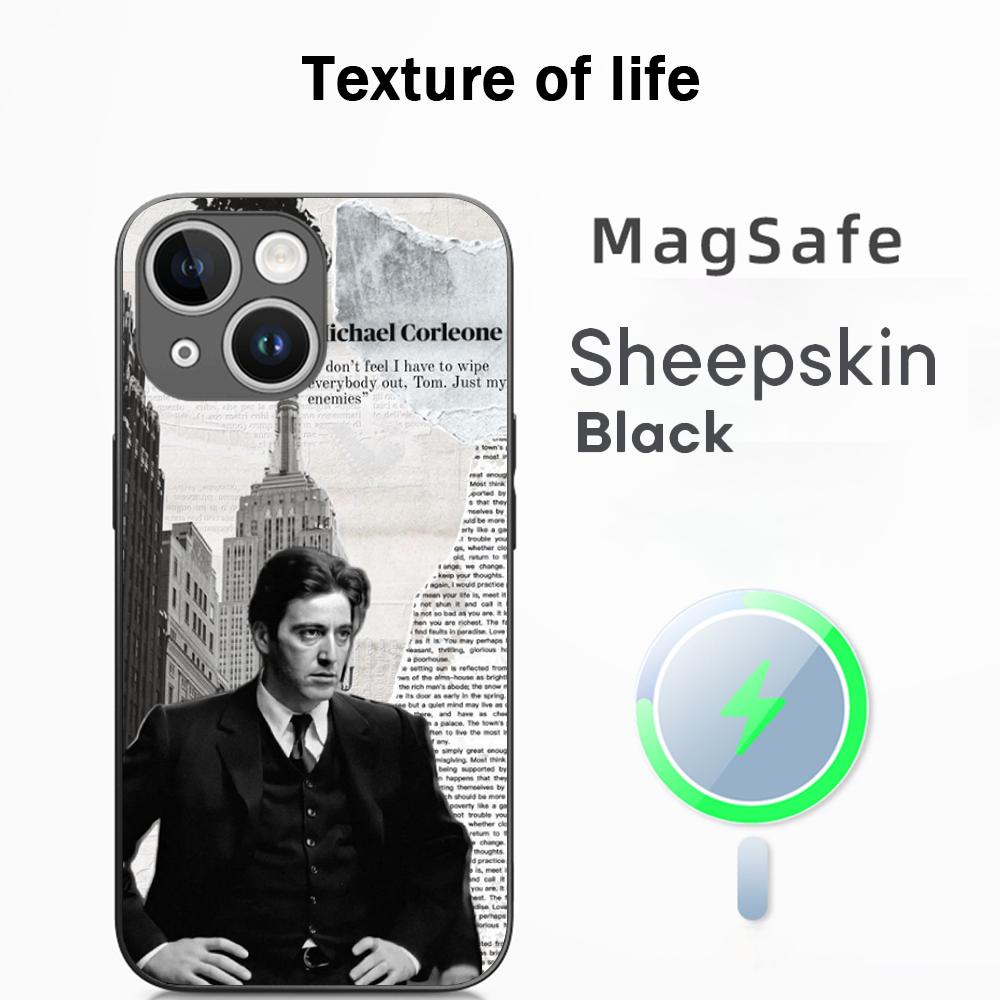 Чехол для телефона Классический кинопостер Крестный отец Для iPhone 17 16 15 14 13 12 Plus Pro Max Высококачественный Роскошный Magsafe Овечья кожа