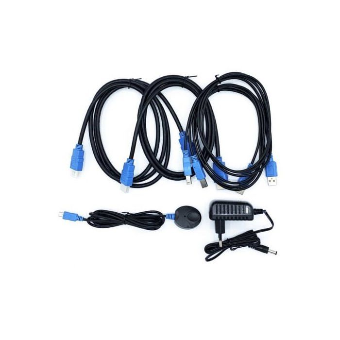 Commutateur KVM - AISENS - HDMI 4K 60Hz - 1U - 2PC - Alimentation Incluse - Noir