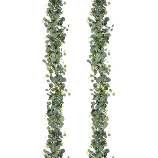 1/2/3Pcs 180CM Artificial Eucalyptus Leaves Garland Indoor Outdoor Hanging Fake Greenery Plants Party Christmas Mantle Fireplace Porch Stairs