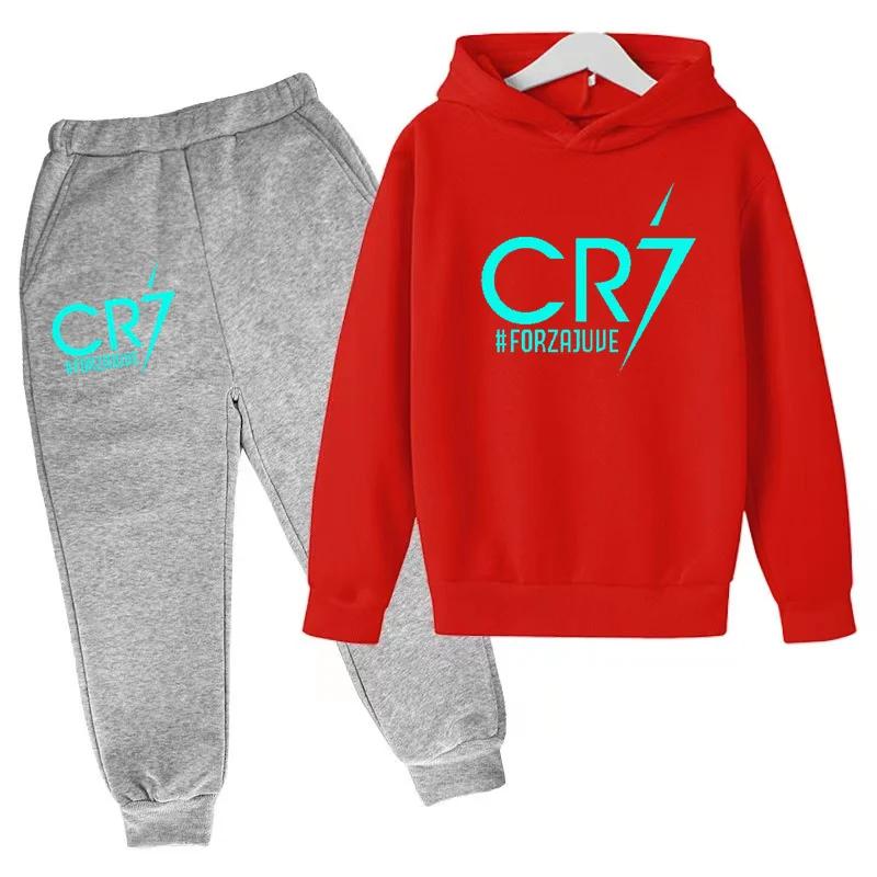 Kids Hoodie CR7 Football Idol 3-12Y Boys Girls Clothes Toddler Clothing Top+ Pants Sports Jogging Training Casual Sweatshirt Set