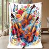 Floral Canine Portrait Theme blanket Lightweight Warm Flannel Blanket Decorative Throw Blanket for Home Decoration