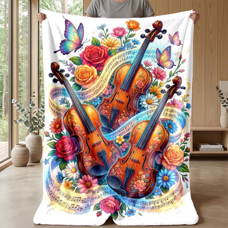 Floral Canine Portrait Theme blanket Lightweight Warm Flannel Blanket Decorative Throw Blanket for Home Decoration