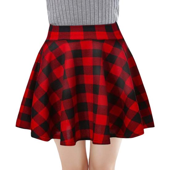 Женская мини-юбка с высокой талией и клетчатым принтом, юбка-трапеция, базовый стиль, повседневный стиль