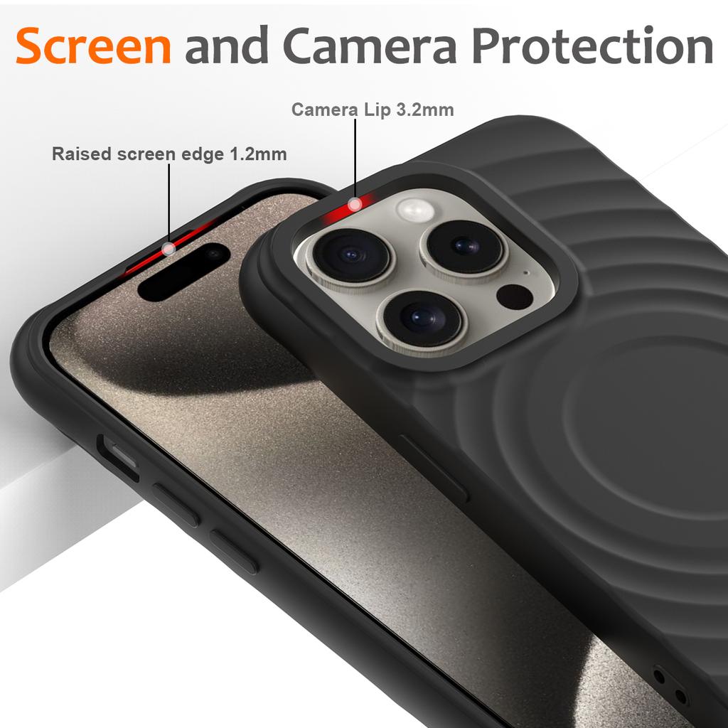 For iPhone 14 Pro Case Water Ripple Texture Liquid Silicone Slim Phone Shell Compatible with MagSafe