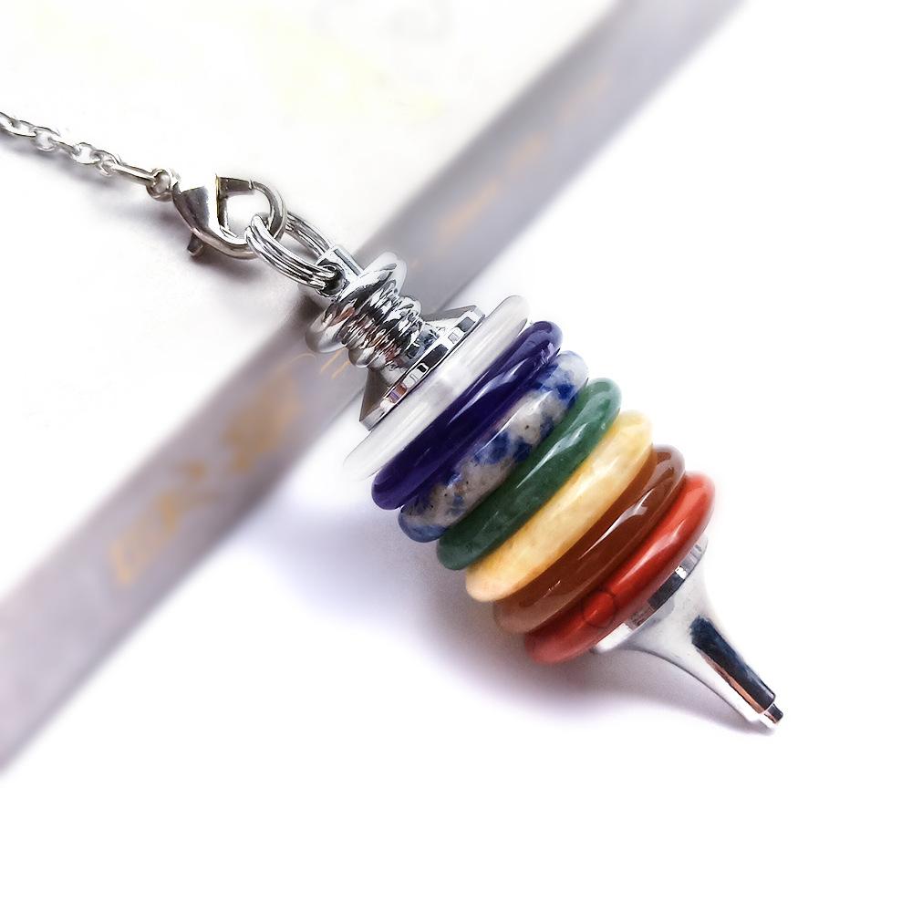 Natural Crystal Spirit Pendulum Energy Stone Seven Chakras Quartz Pendant