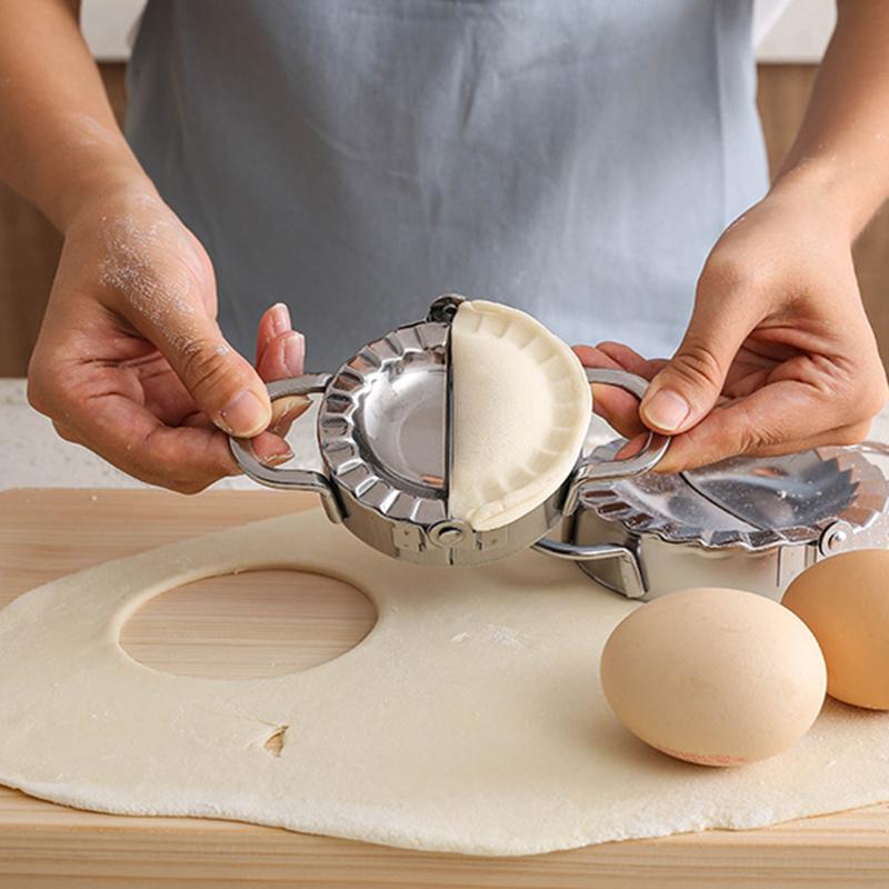 Dumpling Mold Jiaozi Maker Stainless Steel Hand Dough Presser Circle Roller Machine Kitchen Pizza Pastry Cutters Cooking Tools