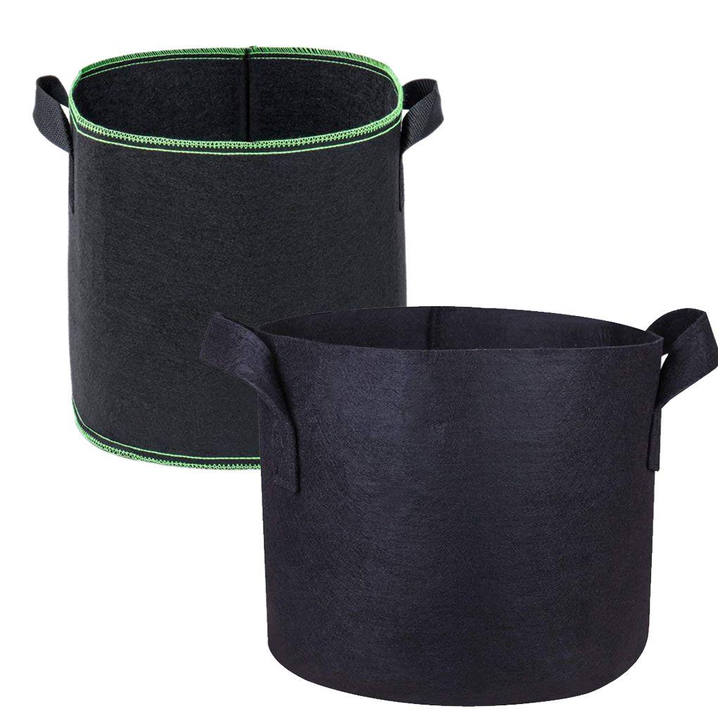 Portable 5 Gallon Black Growing Bags Non Woven Fabric Planting Ponches Shape Flower Pot