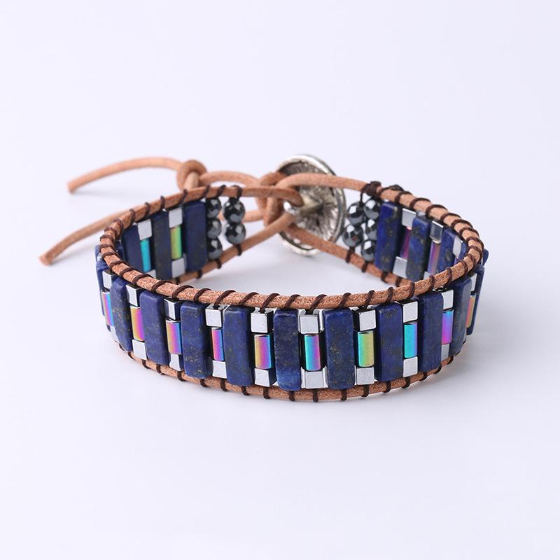 Длинный квадратный браслет из бисера в национальном стиле, ручной работы, браслет из натурального камня, женский браслет