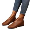 Wind Pointed Low Heel Leather Boots Women's Autumn and Winter New Large Size Flat Sleeve Chelsea Boots Women