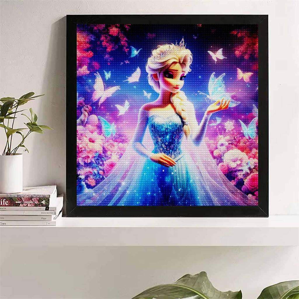 5D DIY Diamond Painting Decorative Elsa and Butterfly Full Round Drill Scenery Diamond Embroidery Cross Stitch Kits Home Decor Gift