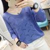 Women Sweaters Fashion Casual Pure Color Hollow Out Bat Sleeve Loose Sweater Spring Autumn Ladies Pullovers Tops Plus Size