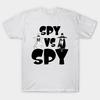 Мужская черная футболка с принтом Spy Vs Spy. // Черно-белая трансферная бумага без вырезки для печати на хлопковой футболке