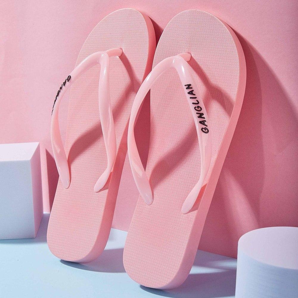 Woman Slippers House Summer Indoor Flip Flops Shoes for Women 2024 Bathroom Slides Flat Home Sandals Pink Vip Trend Easy Wears I