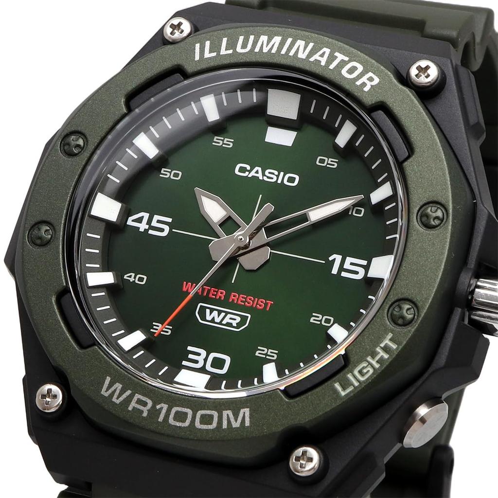 Casio Стандартные аналоговые кварцевые часы со светодиодной подсветкой зеленого цвета Overseas Model [Casio] MW-620H-3AV мужские [Товар]