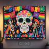 Bohemian Day of the Dead Tapestry Skeleton Skull Mexican Boho Wall Hanging Fiesta Calavera Festival Art Decor Home Accent