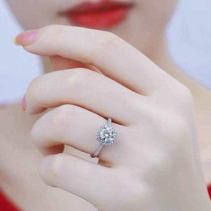 Moissanite Ring For Women 2ct Diamond 925 Sterling Silver White Gold Plated Proposal Rings Weddig Engagement Band Gifts
