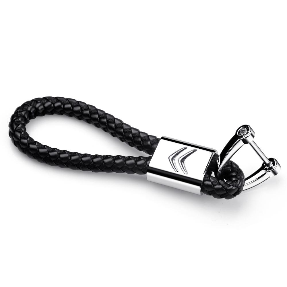 1pcs Metal/Leather Car Keychain Zinc Alloy Keychain Auto Accessories For Citroen C4 Picasso Xsara C5 Aircross Cactus C1 C2 C3 C6